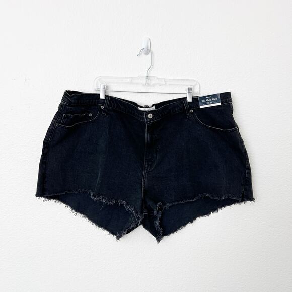 [Abercrombie & Fitch] Black High Rise Curve Love The Mom Short Raw Hem NWT Sz 22 - Picture 2 of 11